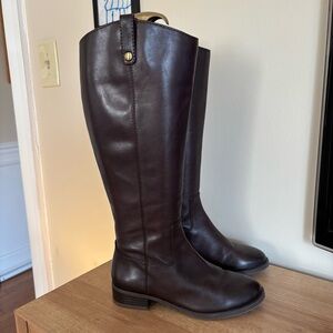 Elegant Brown Leather Boots Wide Calf
